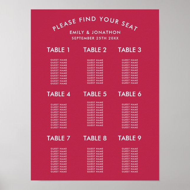 Einfache Typografie Magenta Hochzeitsstift Poster (Vorne)