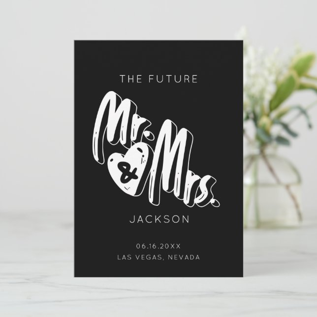 Einfache Typografie Mr. Foto Wedding Save The Date (Stehend Vorderseite)