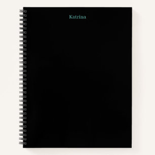 Einfache Typografie Personalisiert Name Schwarz Aq Notizbuch