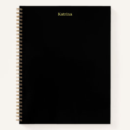 Einfache Typografie Personalisierter Name Schwarz  Notizbuch