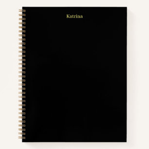 Einfache Typografie Personalisierter Name Schwarz  Notizbuch