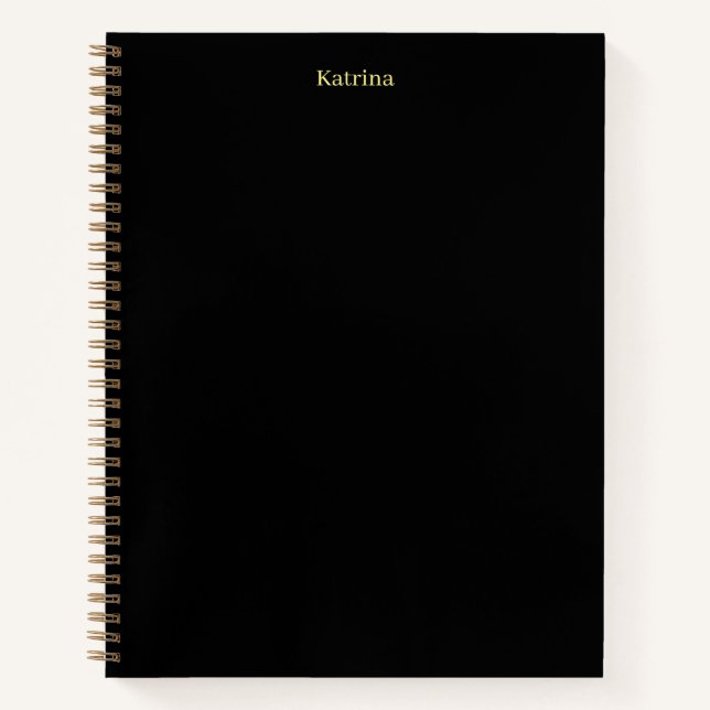 Einfache Typografie Personalisierter Name Schwarz  Notizbuch (Vorderseite)