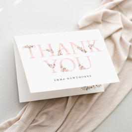 Einfache Typografie Pink Baby Dusche Dankeskarte