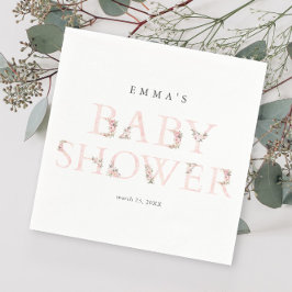 Einfache Typografie Pink Baby Dusche Serviette