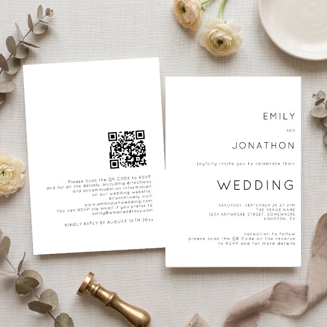 Einfache Typografie QR Code Jegliche Farbensehen Einladung (Von Creator hochgeladen)