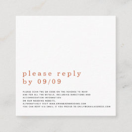 Einfache Typografie QR Code Wedding Terracotta UAW Begleitkarte
