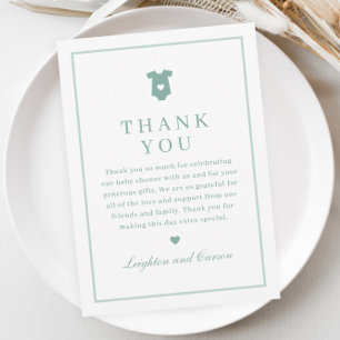 Einfache Typografie Sage Green Babyparty Dankeskarte