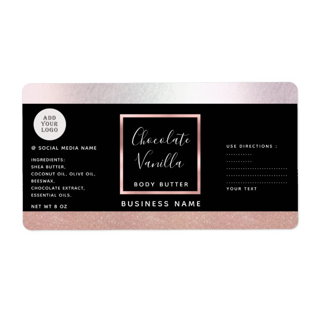 Einfache Typografie, schwarze Rose, goldenes Logo (Vorne)