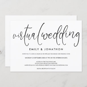 Einfache Typografie-Skript-Virtuelle Hochzeit Einladung