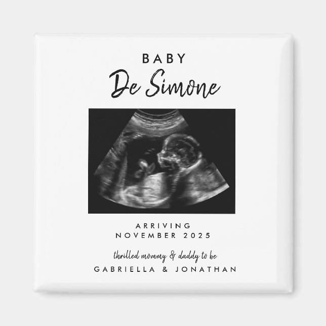 Einfache Typografie Sonogramm Foto Schwangerschaft Magnet (Vorne)