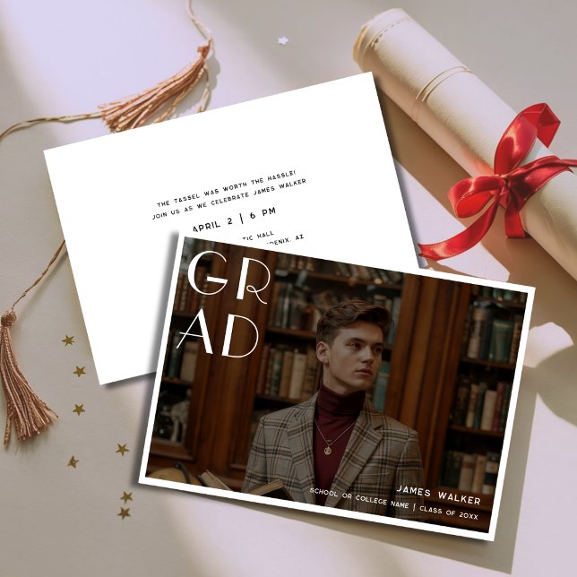 Einfache Typografie Stil Retro Abschluss Foto Einladung (Von Creator hochgeladen)