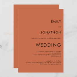 Einfache Typografie Terracotta QR Code Hochzeit Einladung