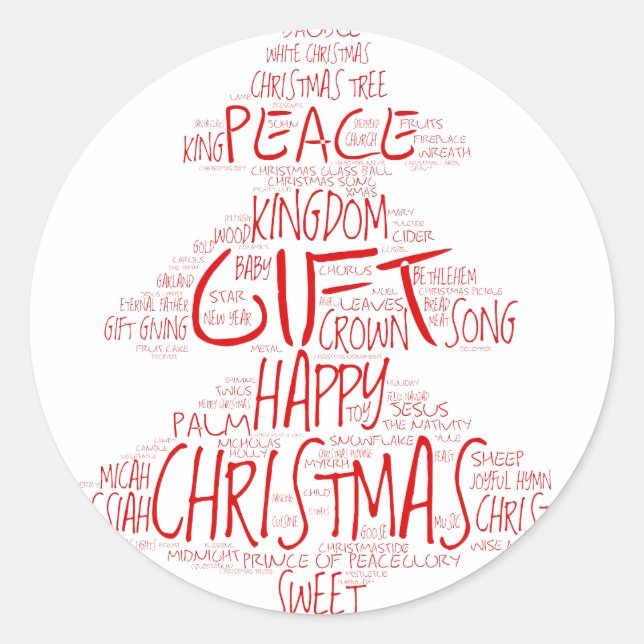 Einfache Typografie Weihnachtsbaum Runder Aufkleber (Vorderseite)
