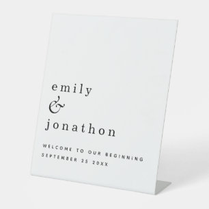 Einfache Typografie Willkommen bei Hochzeit Schwar Sockelschild