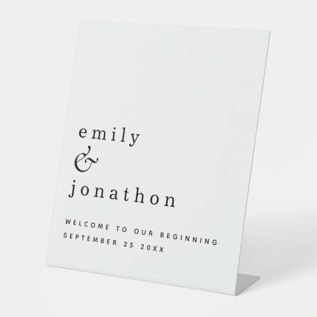 Einfache Typografie Willkommen bei Hochzeit Schwar Sockelschild (Vorderseite)