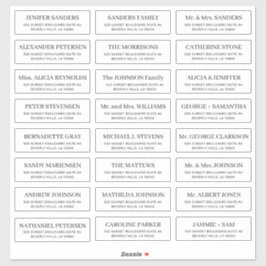 Einfache typografische Hochzeitsgast-Adresse Aufkl Aufkleber