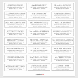 Einfache typografische Hochzeitsgast-Adresse Aufkl Aufkleber