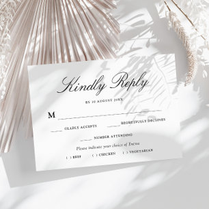 einfache typografische Speisekarte RSVP-Karte RSVP Karte
