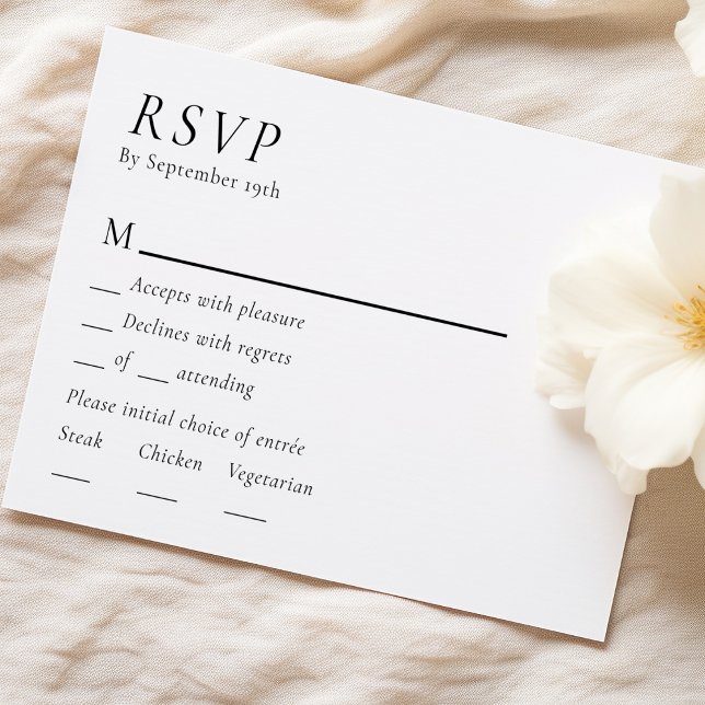 Einfache UAWG-Karte für moderne Hochzeitmenüs RSVP Karte (Von Creator hochgeladen)