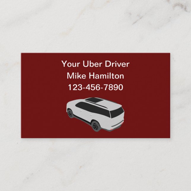 Einfache Uber Driver Ride Hailing Business Cards Visitenkarte (Vorderseite)
