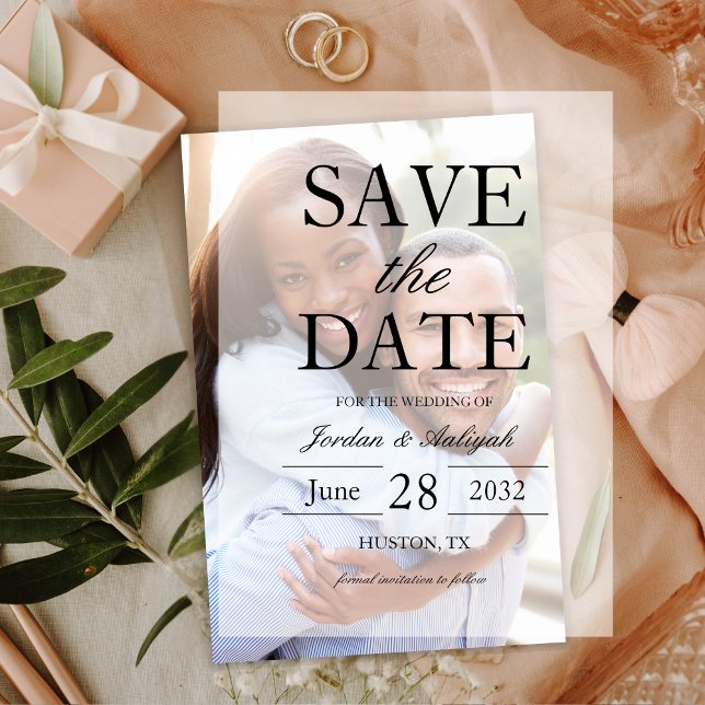 Einfache überlagerte Hochzeit speichern Sie das Da (Simple Elegant Overlay Wedding Save The Date Paper Vellum Invitations
)