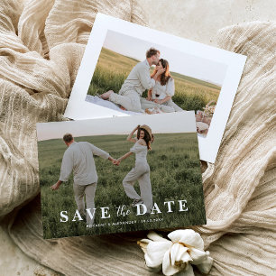 Einfache Überlagerungs-Foto-Hochzeit-Save-the-Date Save The Date