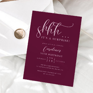 Einfache Überraschung Geburtstagsparty Cranberry Einladung