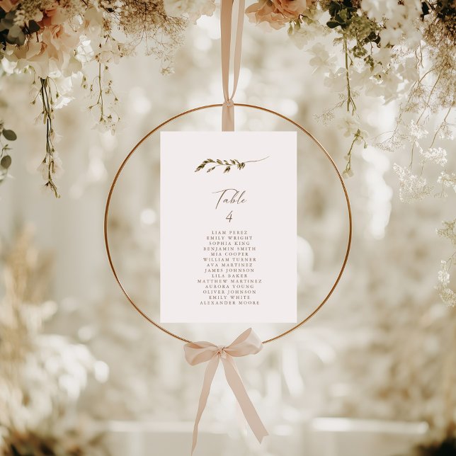 Einfache Übersicht über die Sitzplätze in rustikal (Simple Rustic Floral Table Number Seating Chart)