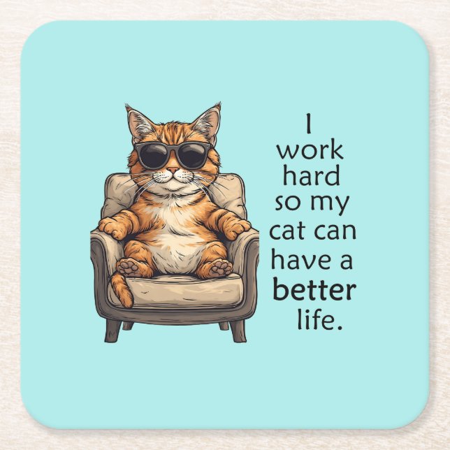 Einfache und dennoch attraktive Cat Theme Paper Un Rechteckiger Pappuntersetzer (Vorderseite)