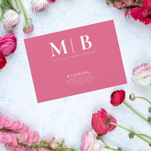 Einfache und einfache Monogramm Rosa Keine Eltern  Einladung (Von Creator hochgeladen)