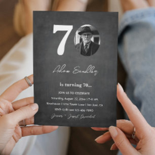 Einfache und elegante 70. Geburtstagsparty Gray Einladung