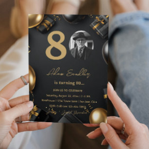 Einfache und elegante 80. Geburtstagsparty 1 Einladung