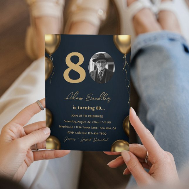 Einfache und elegante 80. Geburtstagsparty Einladung (Von Creator hochgeladen)