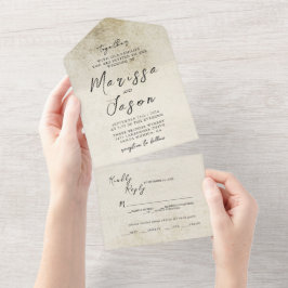 Einfache und elegante Alt Paper Wedding All In One Einladung