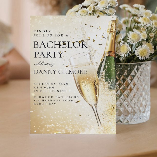 Einfache und elegante Bachelor Party Einladung (Von Creator hochgeladen)