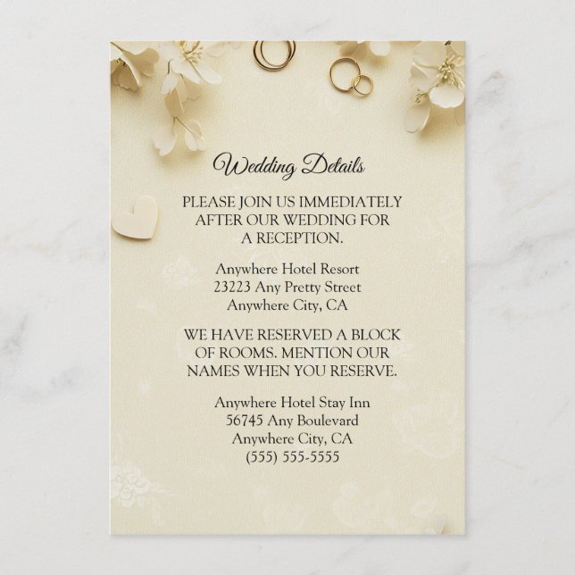 Einfache und elegante Beige Hochzeitskarte Begleitkarte (Vorderseite)