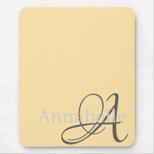 Einfache und elegante Beige Monogramm und Name Mousepad