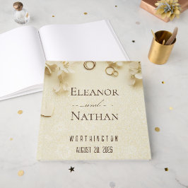 Einfache und elegante Beige Wedding Gästebuch