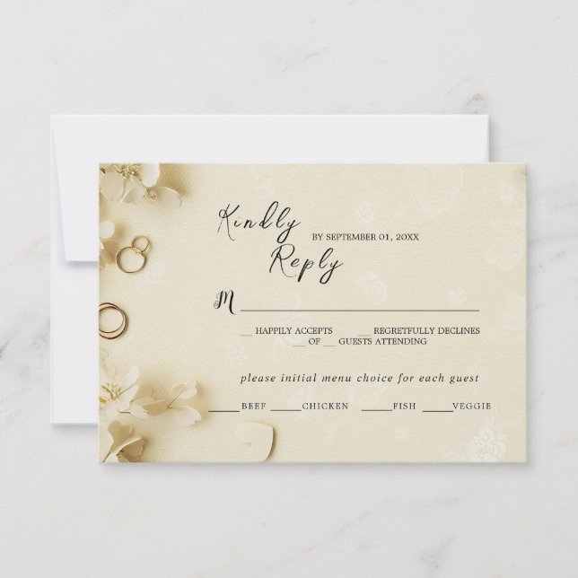 Einfache und elegante Beige Wedding Response Card RSVP Karte (Vorderseite)