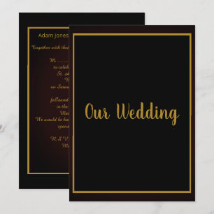 Einfache und elegante Black Gold Border Wedding Einladung