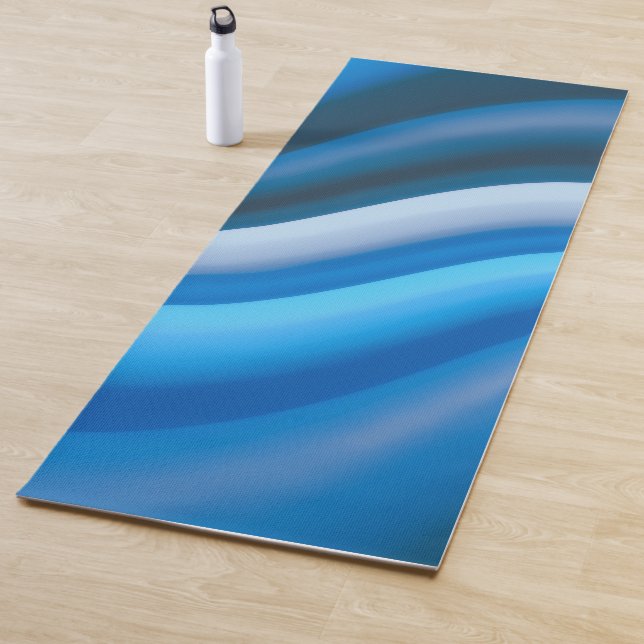 Einfache und elegante Blaue Abstrakte Waves Streif Yogamatte (Beispiel)