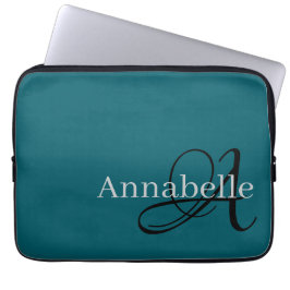 Einfache und elegante Blue Monogramm und Name Laptopschutzhülle