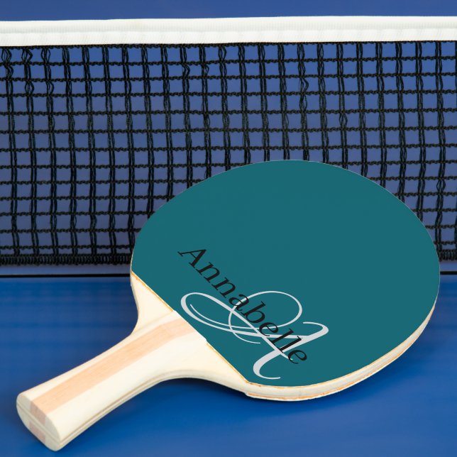 Einfache und elegante Blue Monogramm und Name Tischtennis Schläger (InSitu)