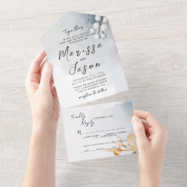 Einfache und elegante Blumenhochzeit All In One Einladung