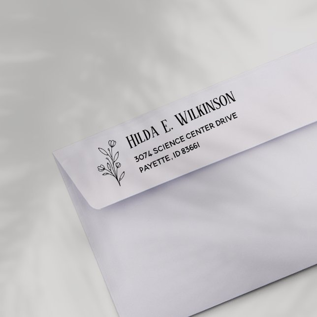 Einfache und elegante botanische Blätter Rücksende Gummistempel (Rubber Stamp Mock-up)