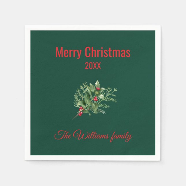 Einfache und elegante botanische Weihnachten Serviette (Vorderseite)