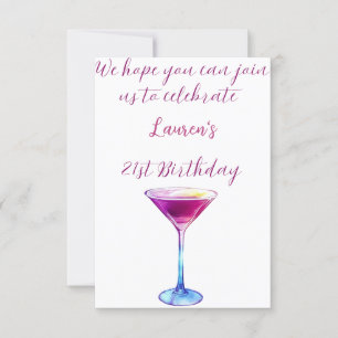 Einfache und elegante Cocktails 21. Geburtstag Ein Einladung