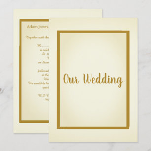 Einfache und elegante CREAM Gold Border Wedding Einladung