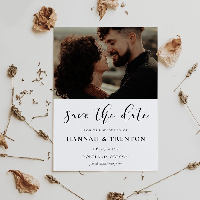 Einfache und elegante Design-Fotokarte Save The Date (Von Creator hochgeladen)