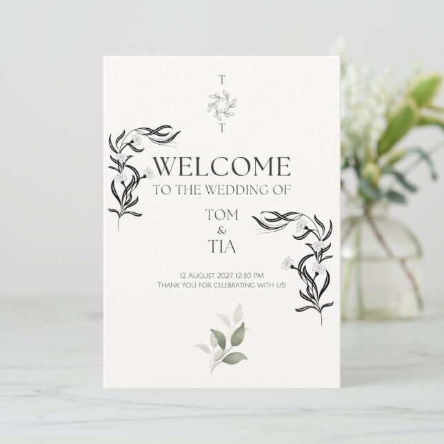 Einfache und elegante Einladung zur Hochzeit (Stehend Vorderseite)